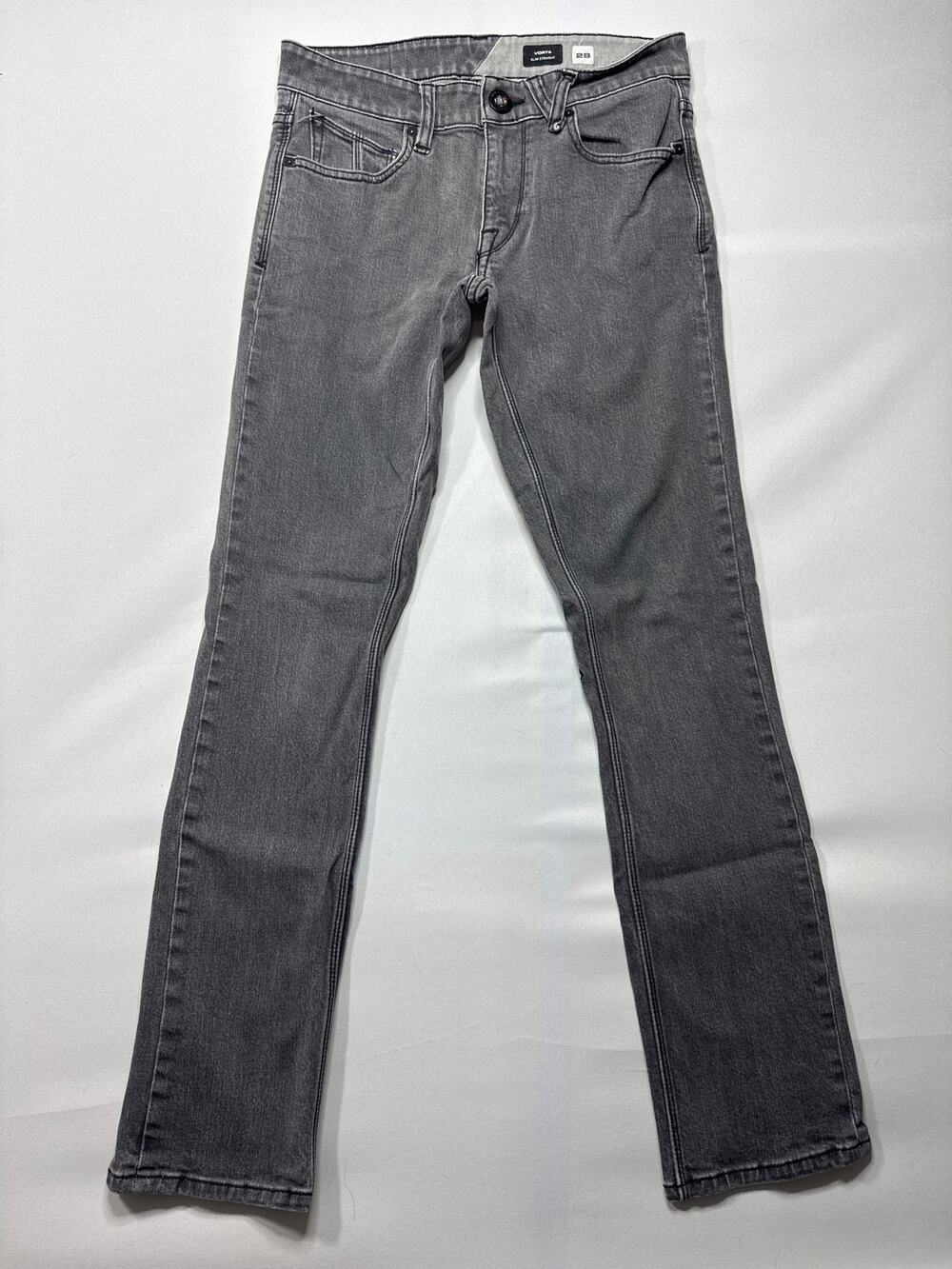 Volcom Men's Vorta Slim Straight Leg Stretch Gray Jeans - Size 28 (29x30.5)